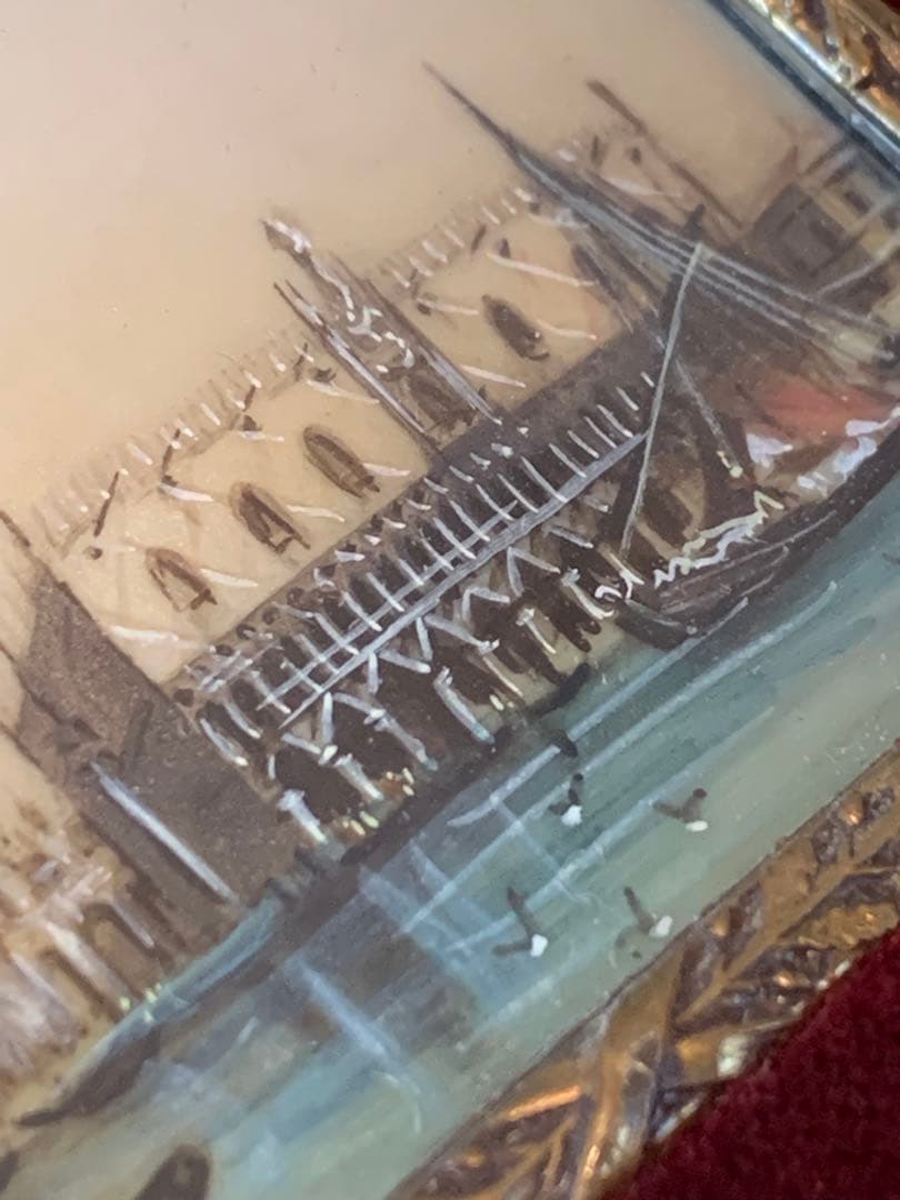 デンマーク雑貨　アンティークのベネツィアの風景が細かく描かれた趣の有る小さな額！