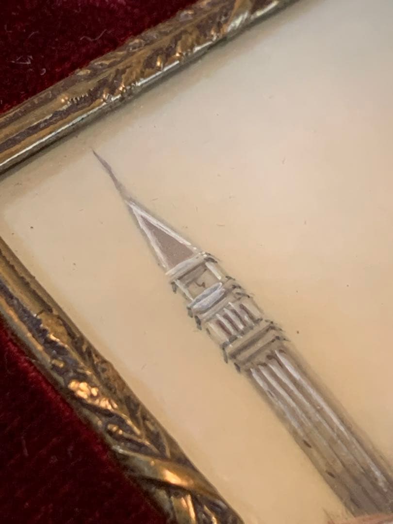 デンマーク雑貨　アンティークのベネツィアの風景が細かく描かれた趣の有る小さな額！