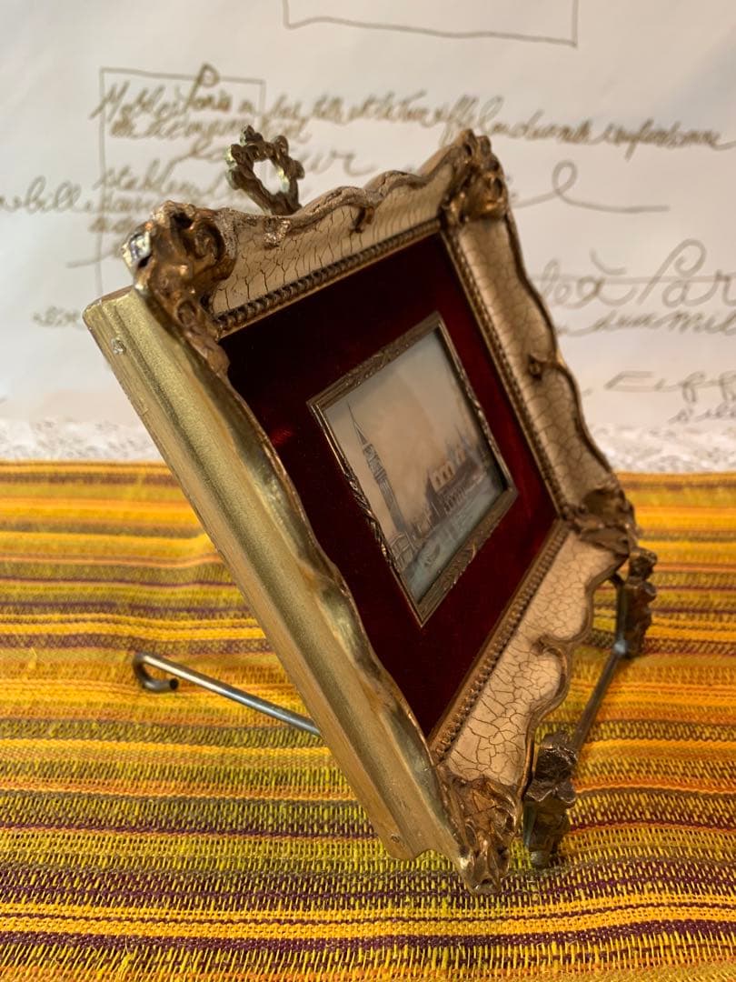 デンマーク雑貨　アンティークのベネツィアの風景が細かく描かれた趣の有る小さな額！