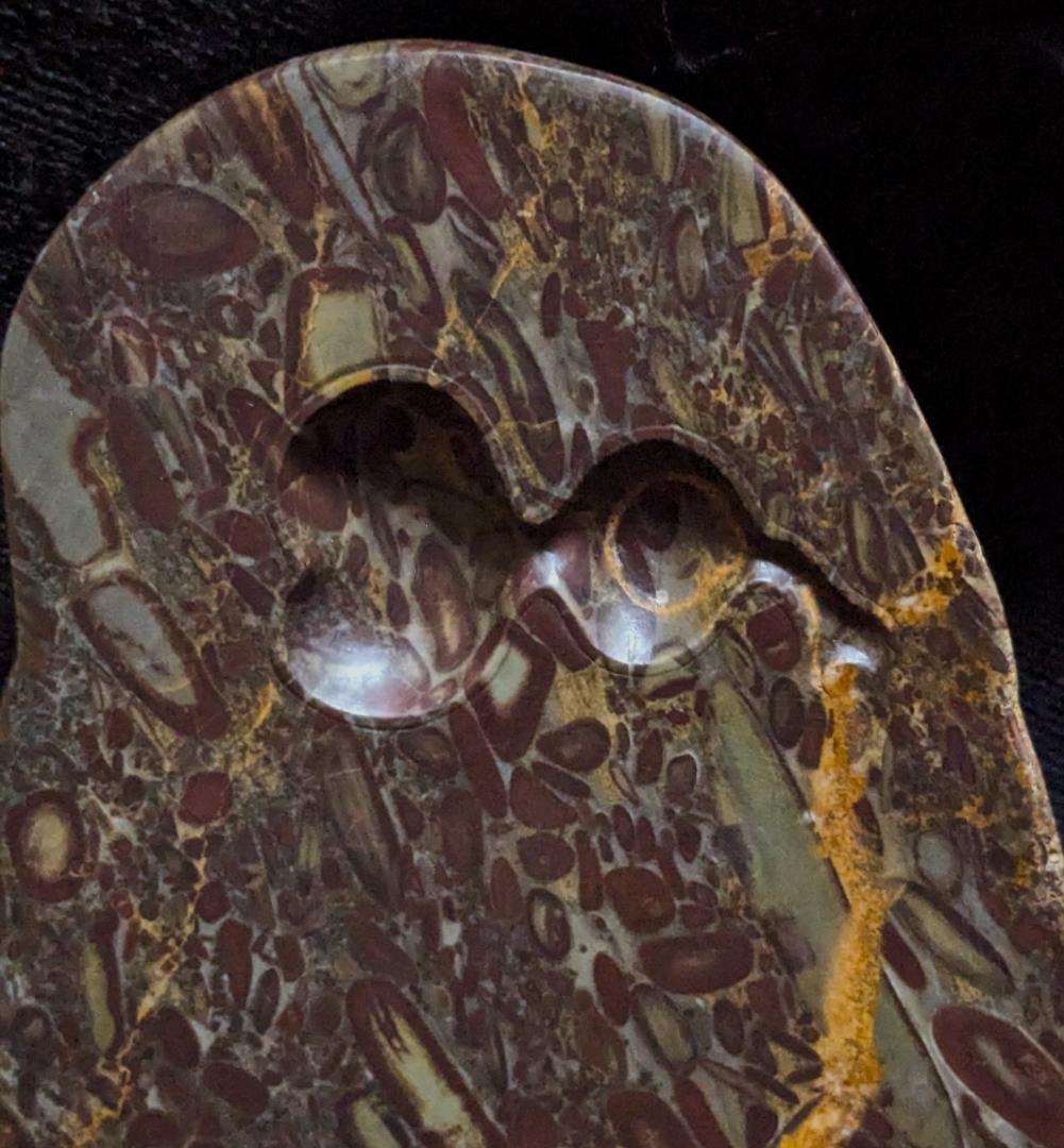 豆斑玉石の天成楕硯板 瓢箪海】◇小豆色の豆斑や