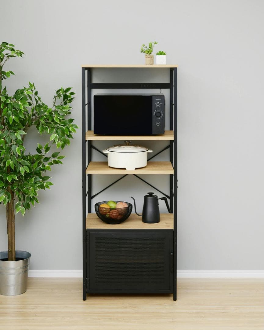 新品未使用箱不良　山善　アイアンレンジラツクMWIR60(OAK/SBK)