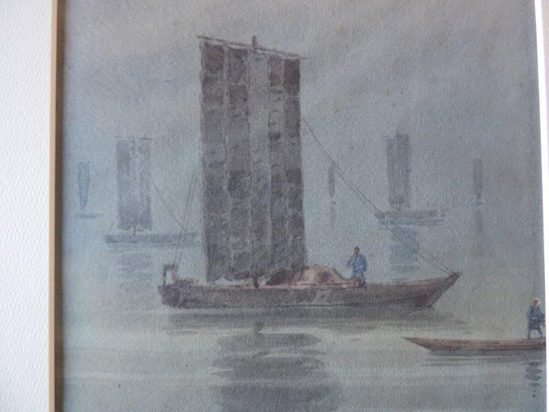 島　あふひ（シマ　アオイ）”帆船の風景”　　水彩画　肉筆　師前田寛治・三岸節子