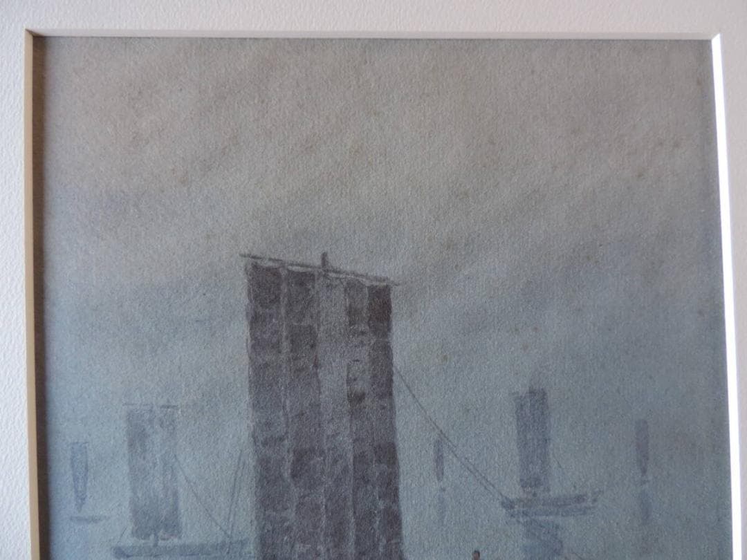 島　あふひ（シマ　アオイ）”帆船の風景”　　水彩画　肉筆　師前田寛治・三岸節子