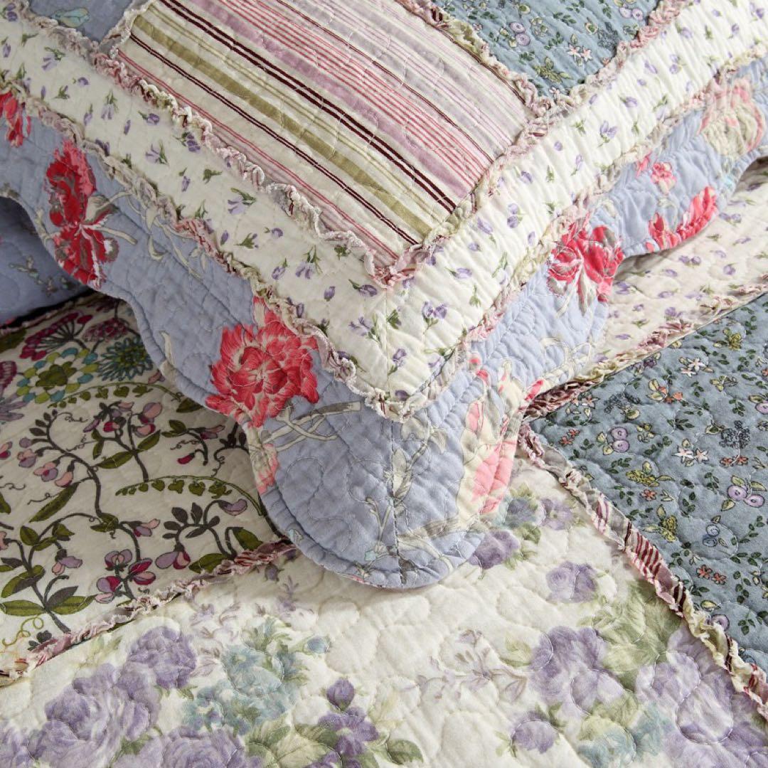 キルトベッドカバー3点セット綿マルチカバー キルティング 3929