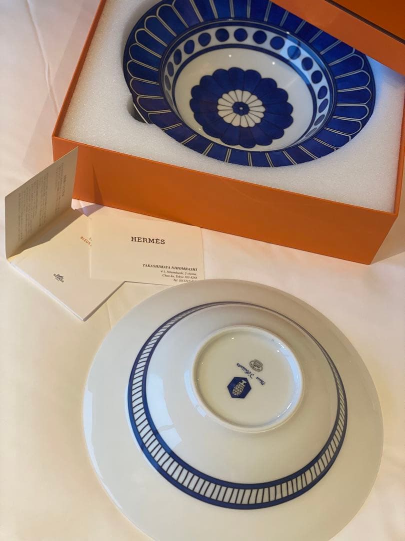 【ギフト包装可】⭐︎新品⭐︎ エルメス　ブルーダイユール　パスタプレート　2枚set