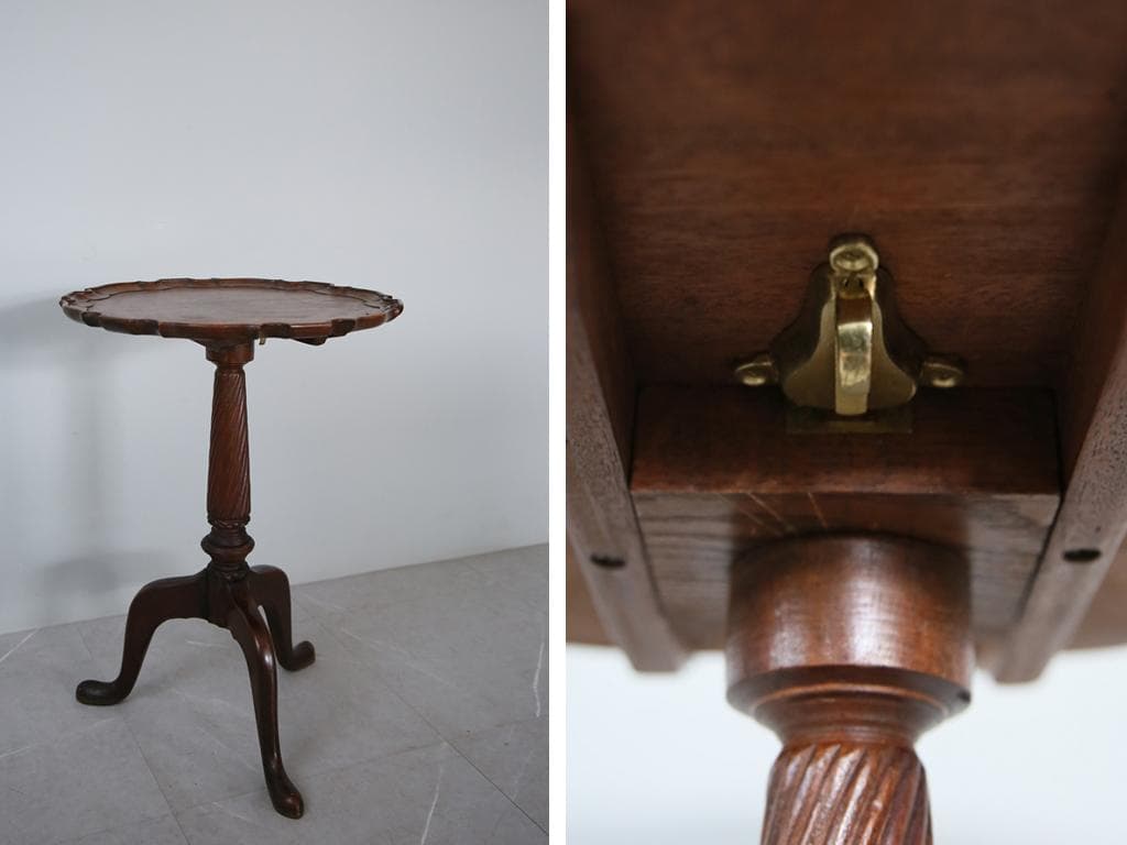 英国アンティーク◇木製チルトトップテーブル/折畳式机サイドテーブル