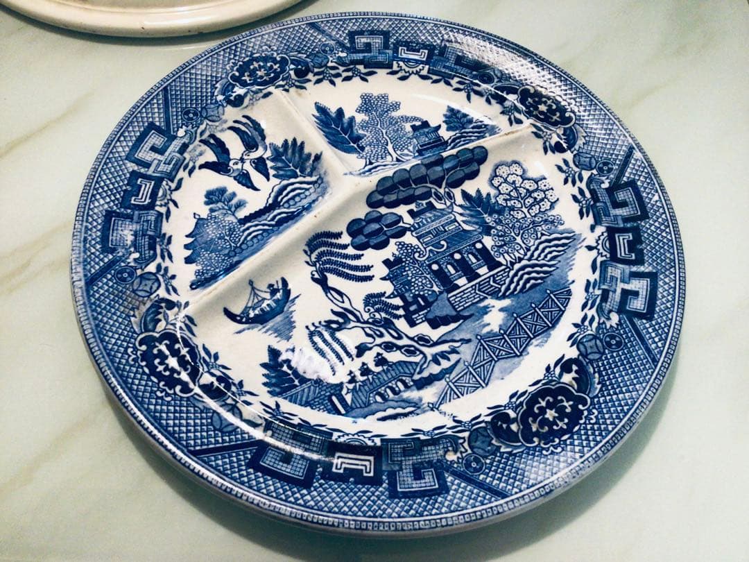 昭和レトロ・ブルーウイロー・ランチプレート・オキュパイド・日本製・9枚まとめて！