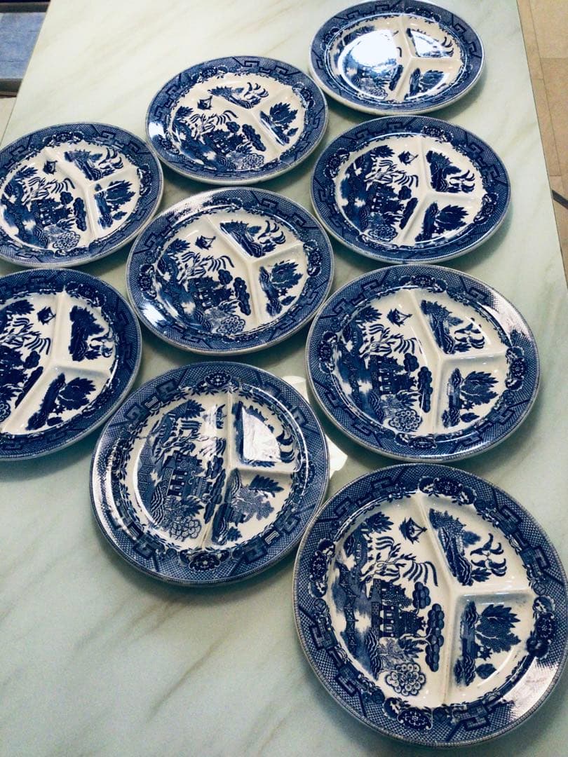 昭和レトロ・ブルーウイロー・ランチプレート・オキュパイド・日本製・9枚まとめて！