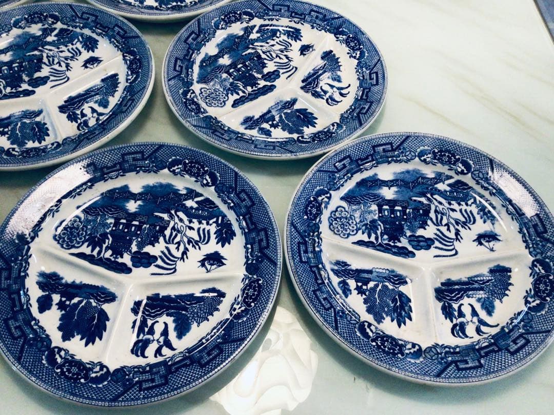 昭和レトロ・ブルーウイロー・ランチプレート・オキュパイド・日本製・9枚まとめて！