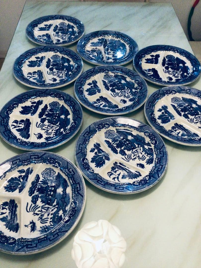 昭和レトロ・ブルーウイロー・ランチプレート・オキュパイド・日本製・9枚まとめて！