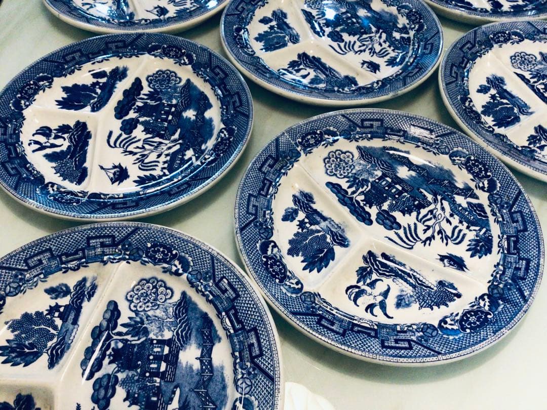 昭和レトロ・ブルーウイロー・ランチプレート・オキュパイド・日本製・9枚まとめて！