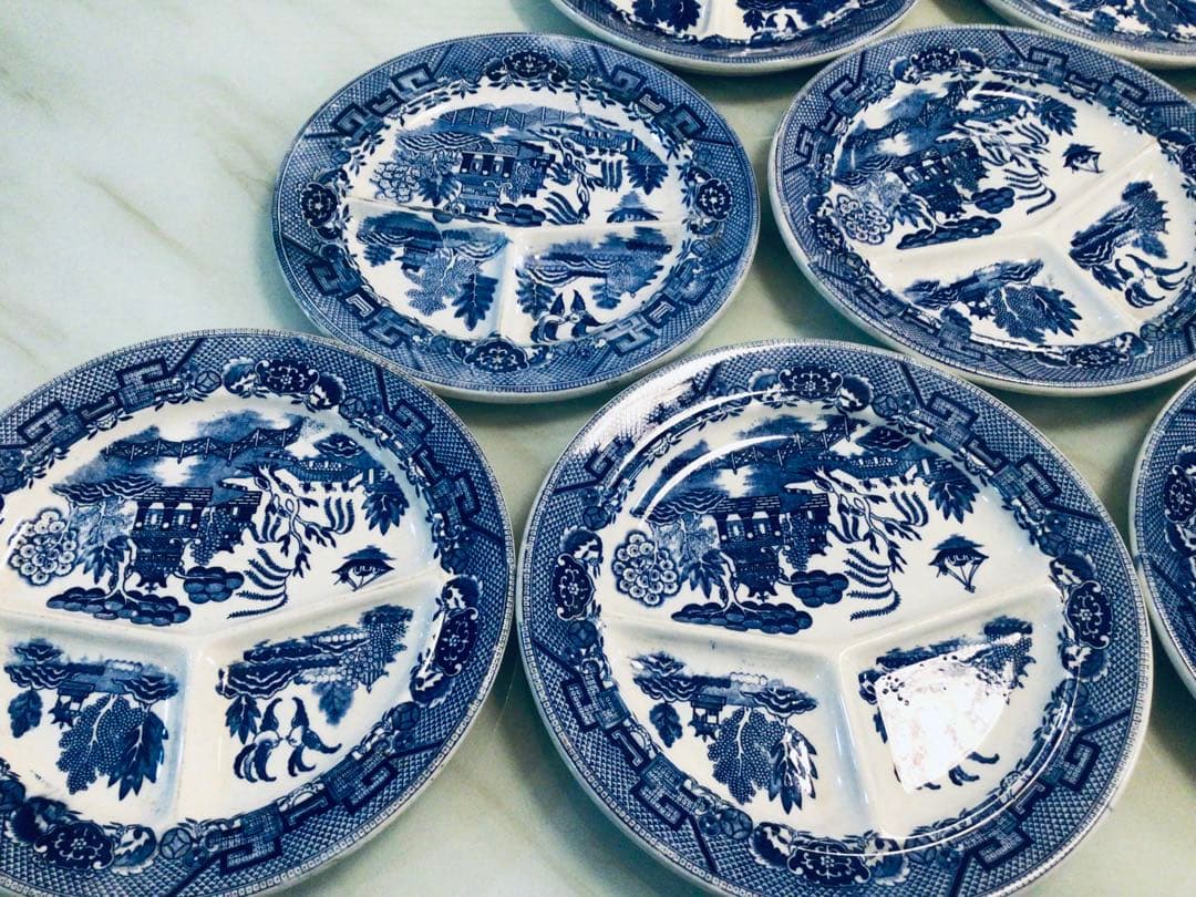 昭和レトロ・ブルーウイロー・ランチプレート・オキュパイド・日本製・9枚まとめて！