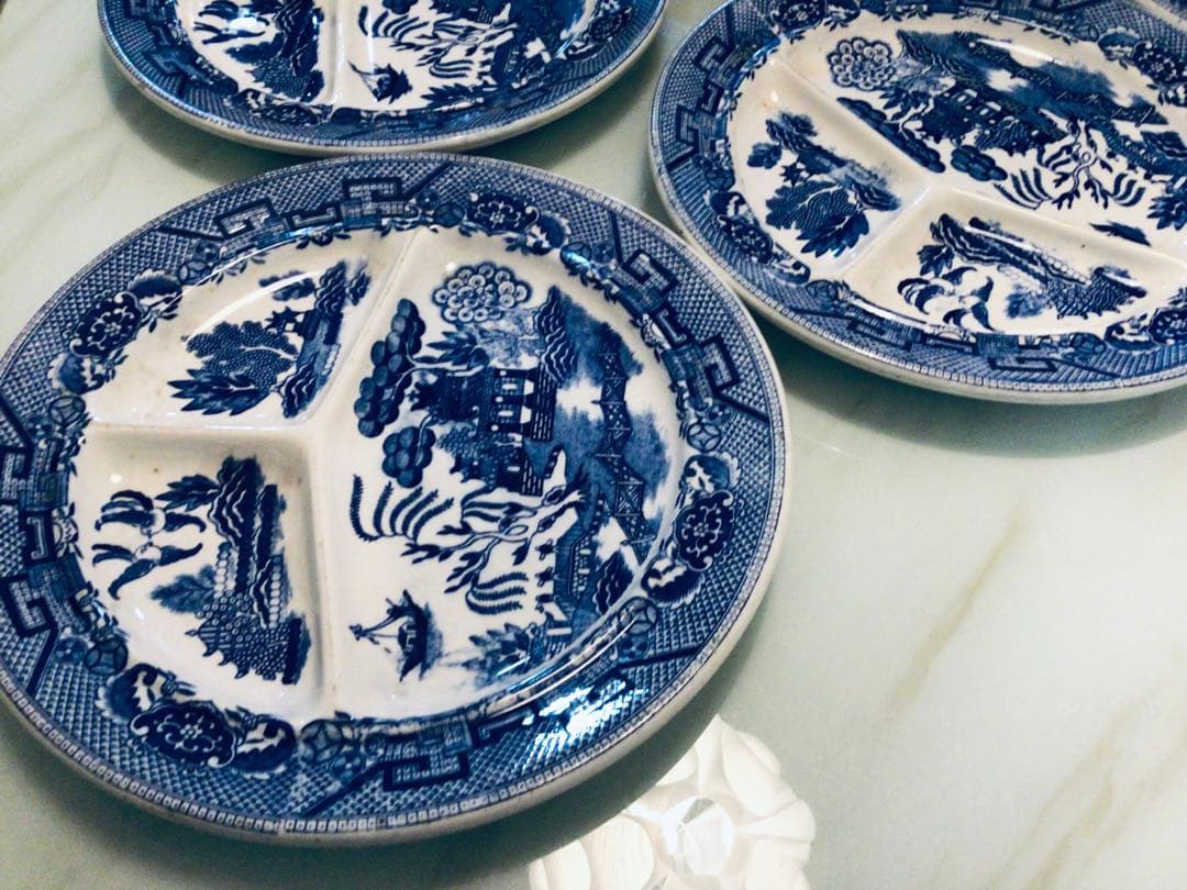 昭和レトロ・ブルーウイロー・ランチプレート・オキュパイド・日本製・9枚まとめて！