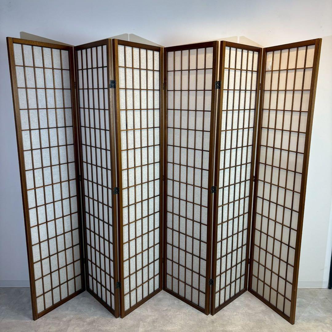 障子スクリーン ハイタイプ 6曲　パーテーション　間仕切り　和家具