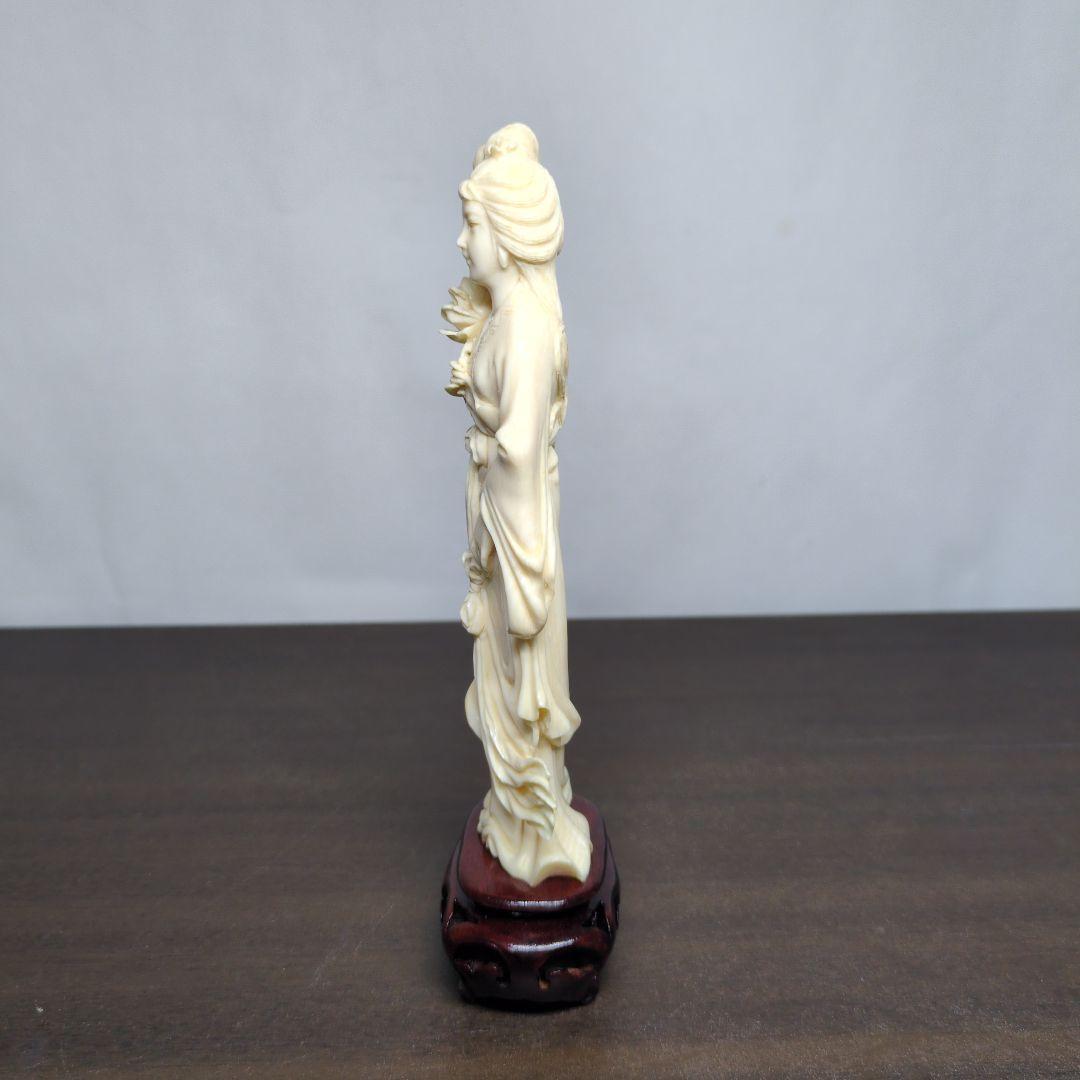 東洋彫刻 美人像 置物 高さ約18cm