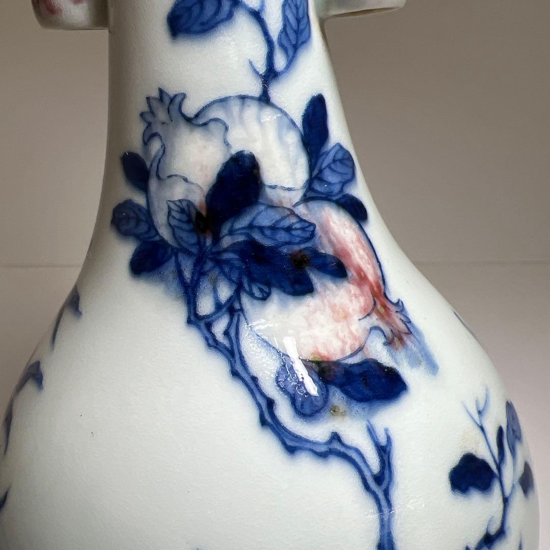 中国美術 大清康熙年製 釉裏紅花瓶 高約19.5㎝ 東Y8-0114☆2Fトヒチ