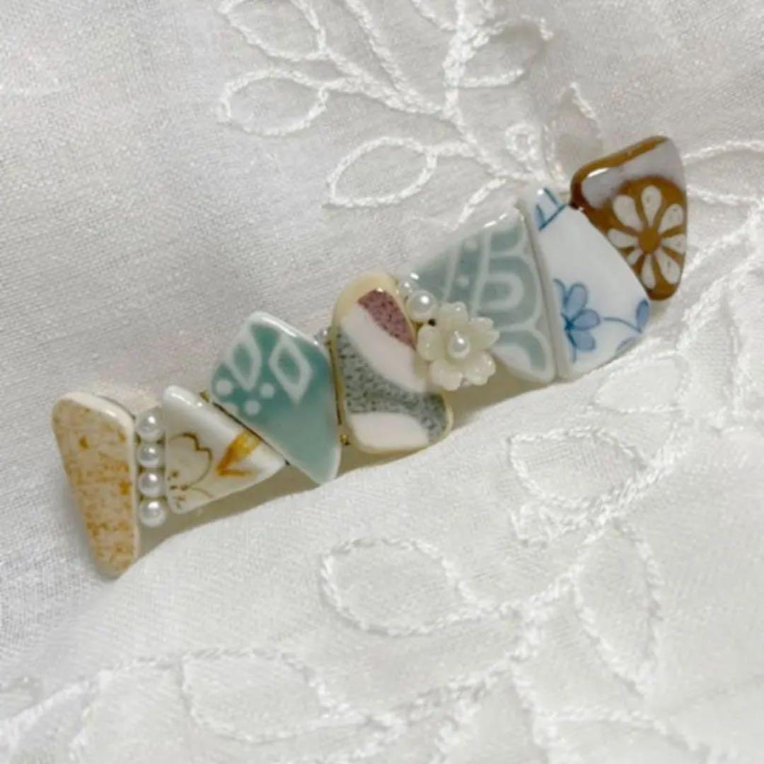 シー陶器のバレッタ　和風　桜