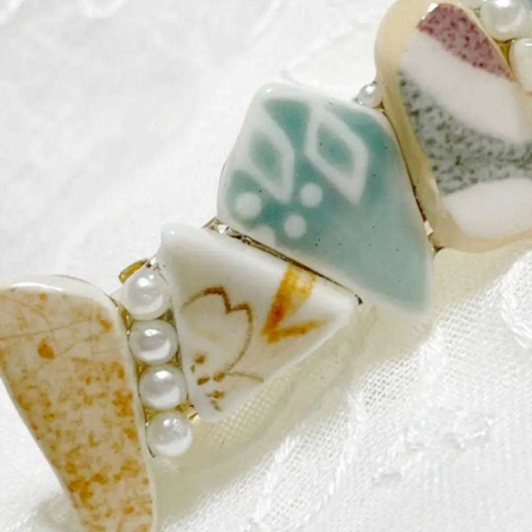 シー陶器のバレッタ　和風　桜