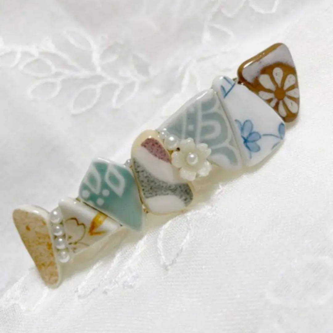 シー陶器のバレッタ　和風　桜