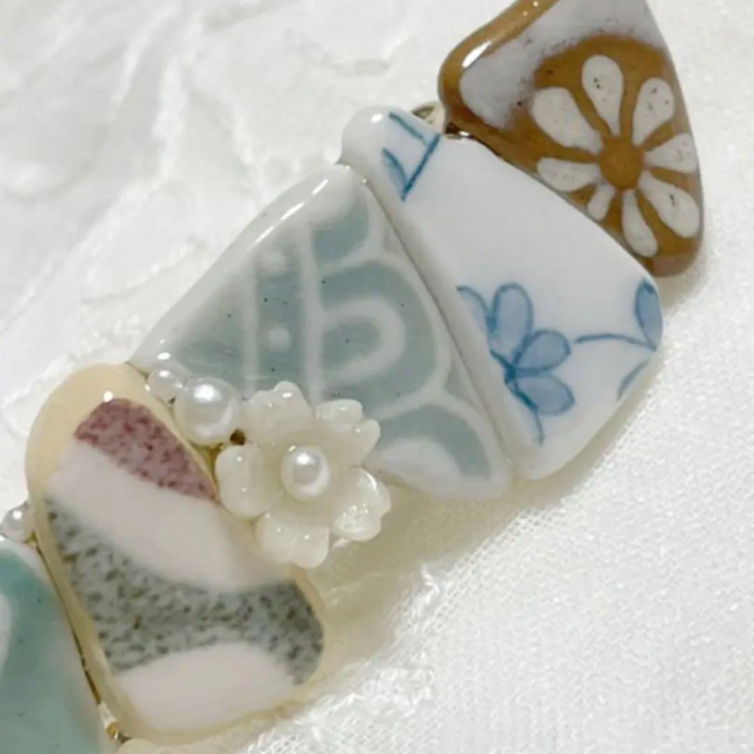 シー陶器のバレッタ　和風　桜