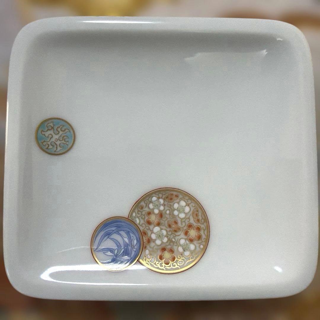 深川製磁　宮内庁御用達　寿赤絵　角皿&銘々皿 No.4-46