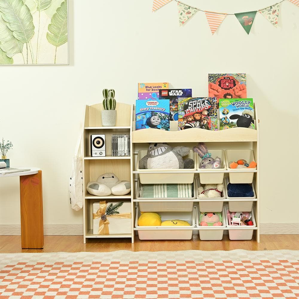 おもちゃ収納 絵本ラック 大容量 天然木 キッズ 収納ラック絵本ラックおもちゃ箱