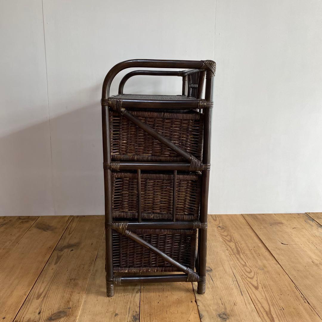 ヴィンテージ ラタン チェスト 藤 6杯 昭和レトロ z737