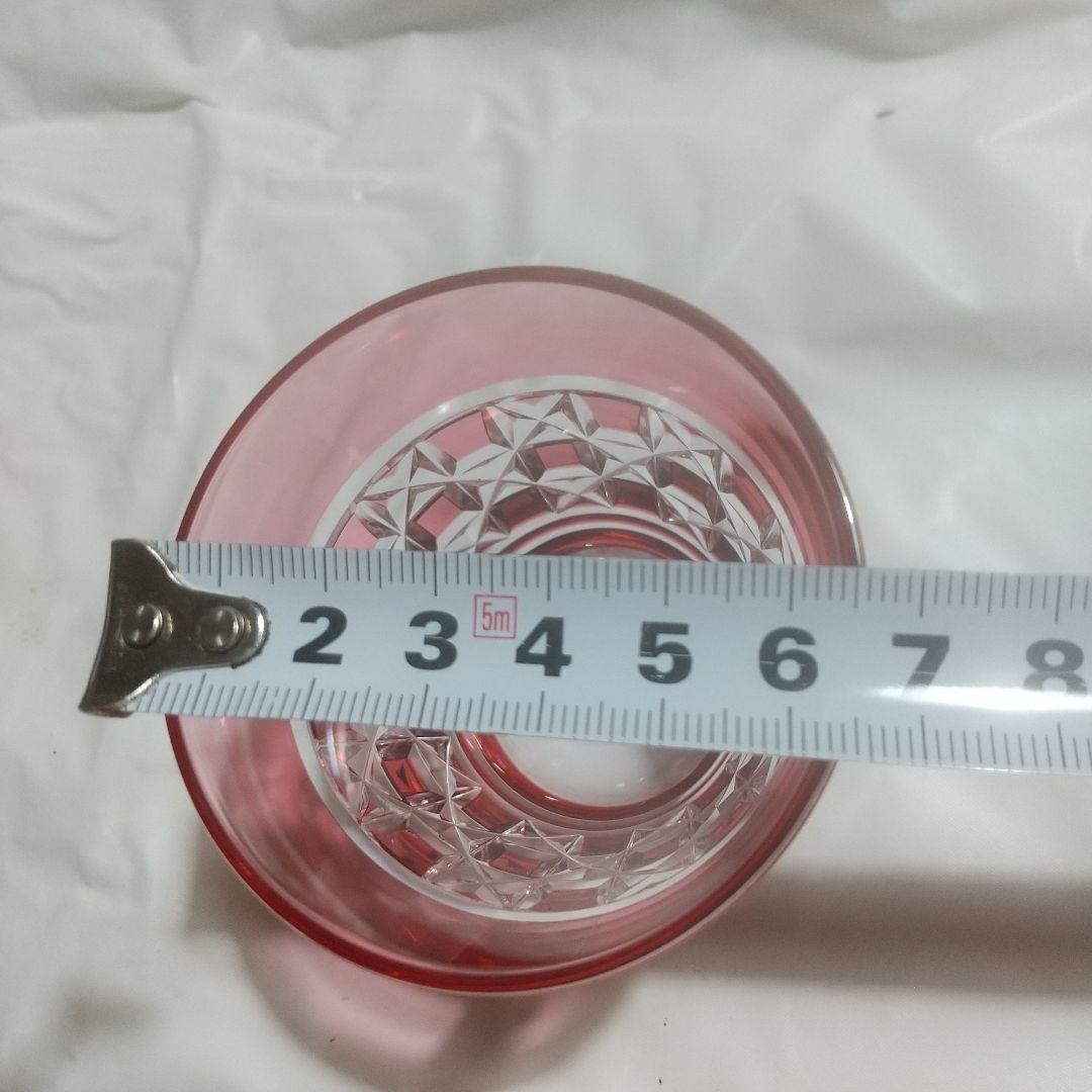 カガミクリスタル　色被せ江戸切子　市松紋