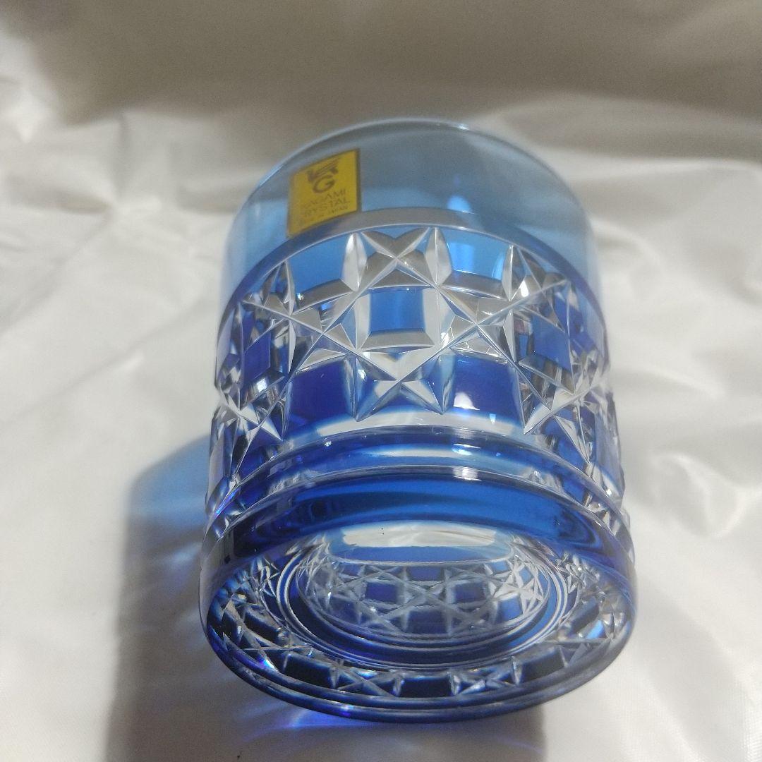 カガミクリスタル　色被せ江戸切子　市松紋