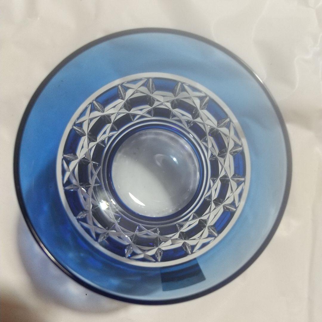 カガミクリスタル　色被せ江戸切子　市松紋