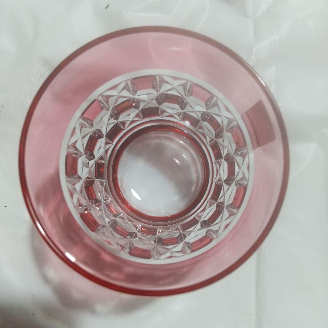 カガミクリスタル　色被せ江戸切子　市松紋