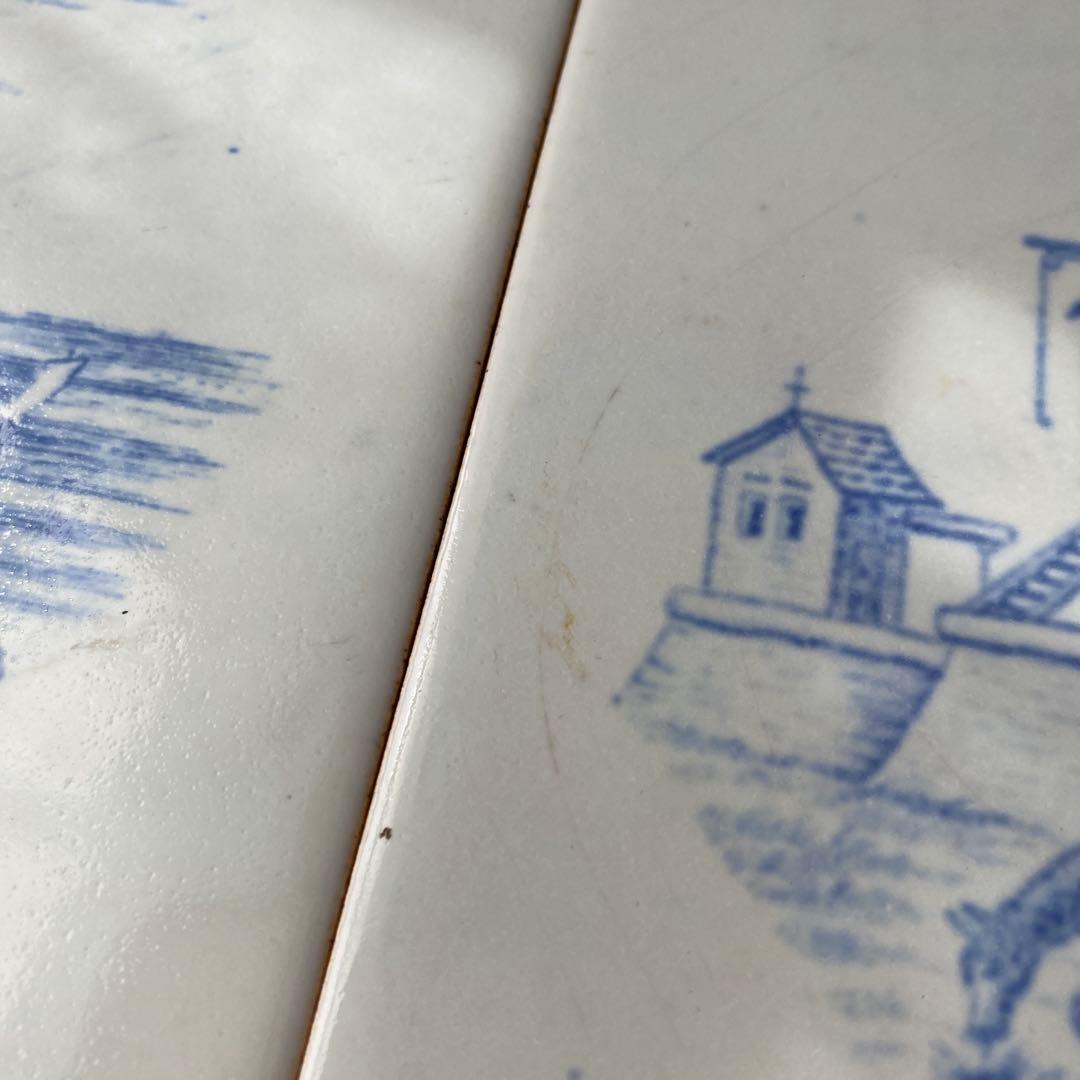 英国製　ミントンタイル　風車と灯台の陶器プレート2枚セット