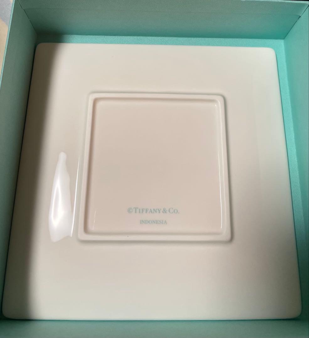 ティファニー　ブルー　リボン　ボウ　スクエア　プレート　皿　2枚　Tiffany