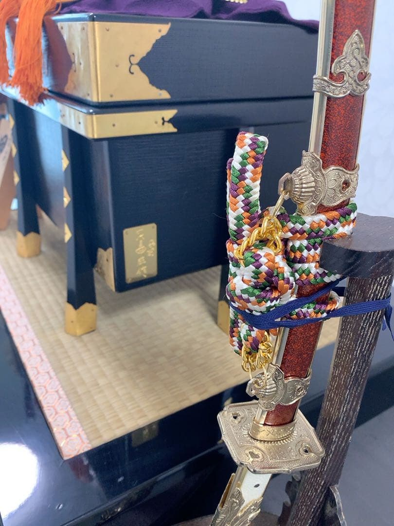 五月人形・兜(白檀威)＋太刀弓揃え、名工六代目 平安甲庄作 : ヴィンテージ