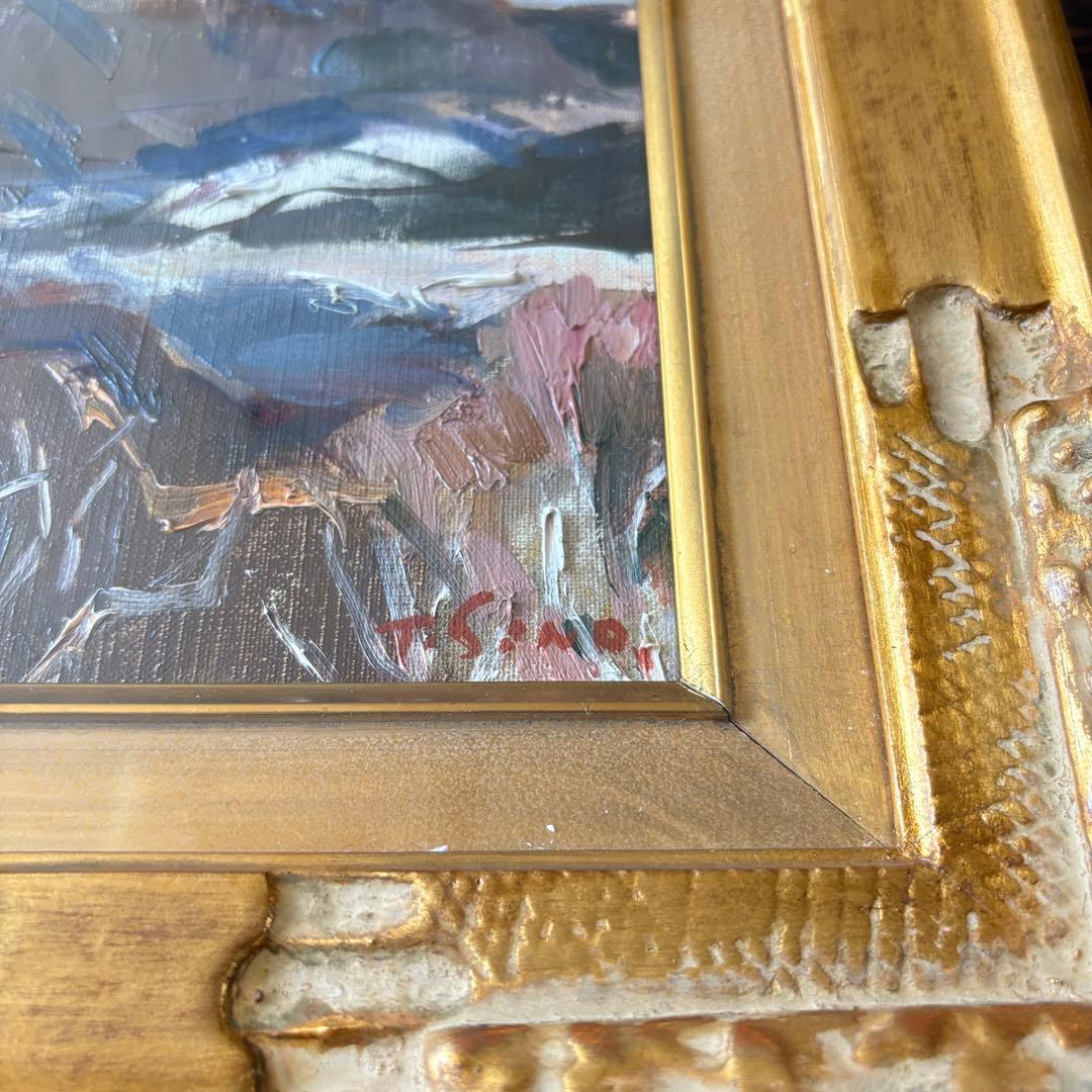 篠崎輝夫「富士五湖 篭坂峠」油彩 SM 額装 油絵 油画 絵画 A