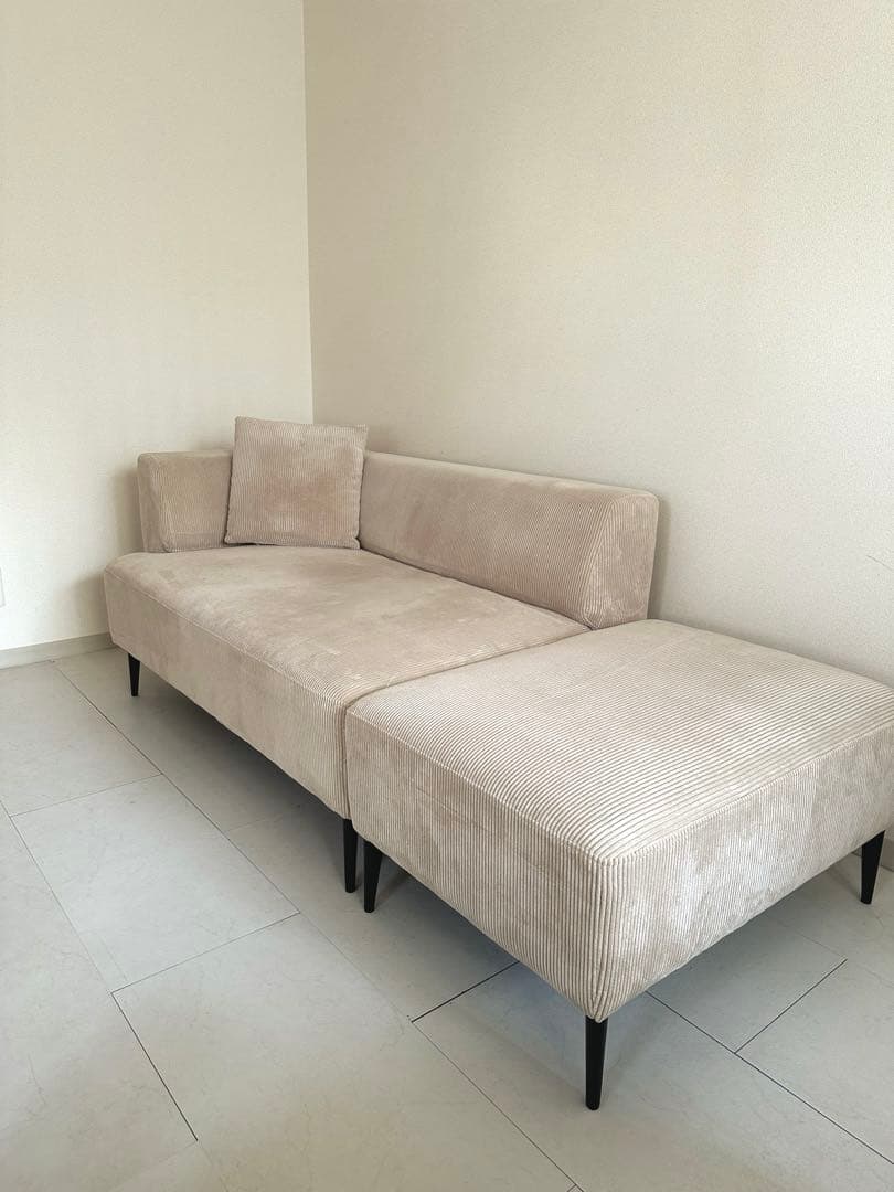 Sicmo オットマン付き 2人掛けソファ グレージュ 美品 （引き取りのみ）