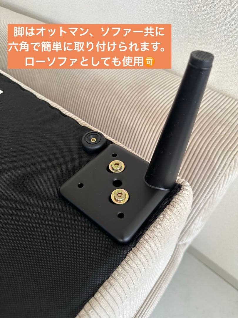 Sicmo オットマン付き 2人掛けソファ グレージュ 美品 （引き取りのみ）