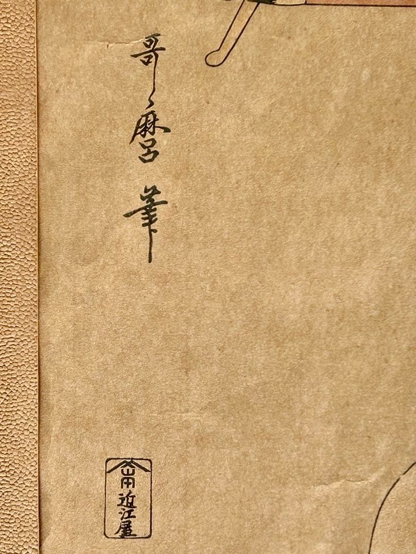 骨董)浮世絵 喜多川歌麿「高名美人六家族」近江屋 ガラス額装 - メルカリ