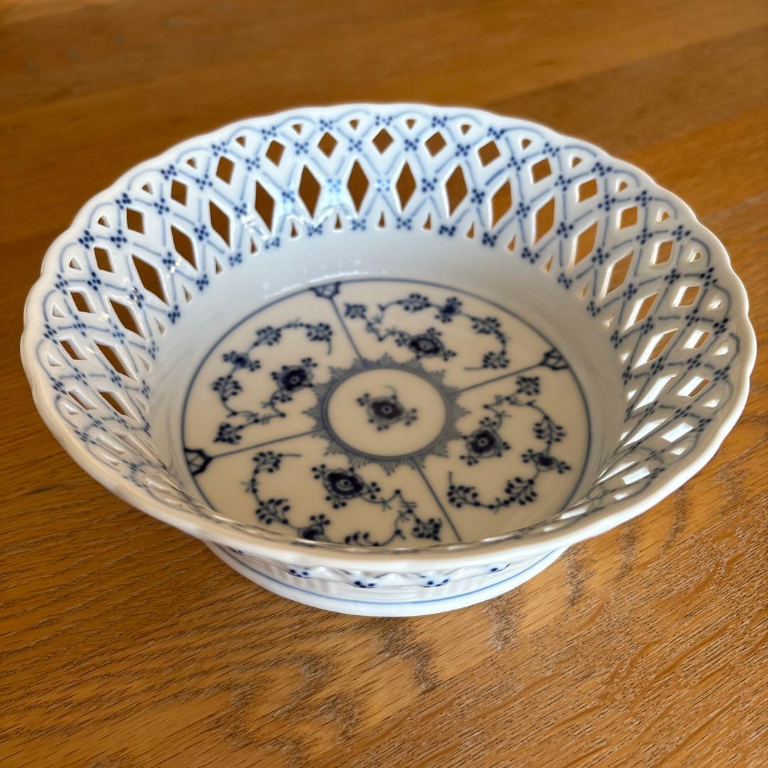 ロイヤルコペンハーゲン フルレース ブルーフルテッド ボウル フルーツバスケット