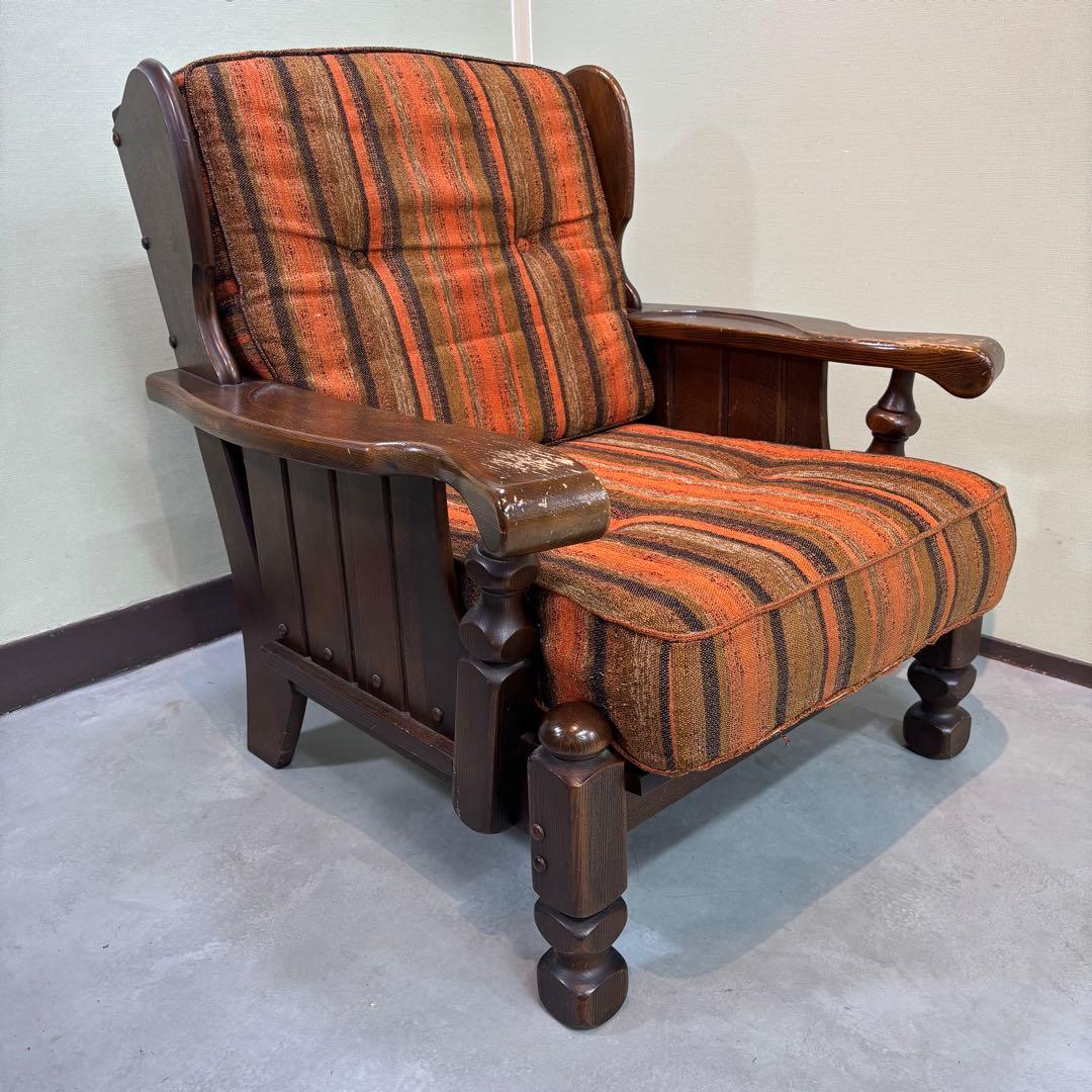 【オールドカリモク】 / 1人掛けソファ 　木製アームチェア