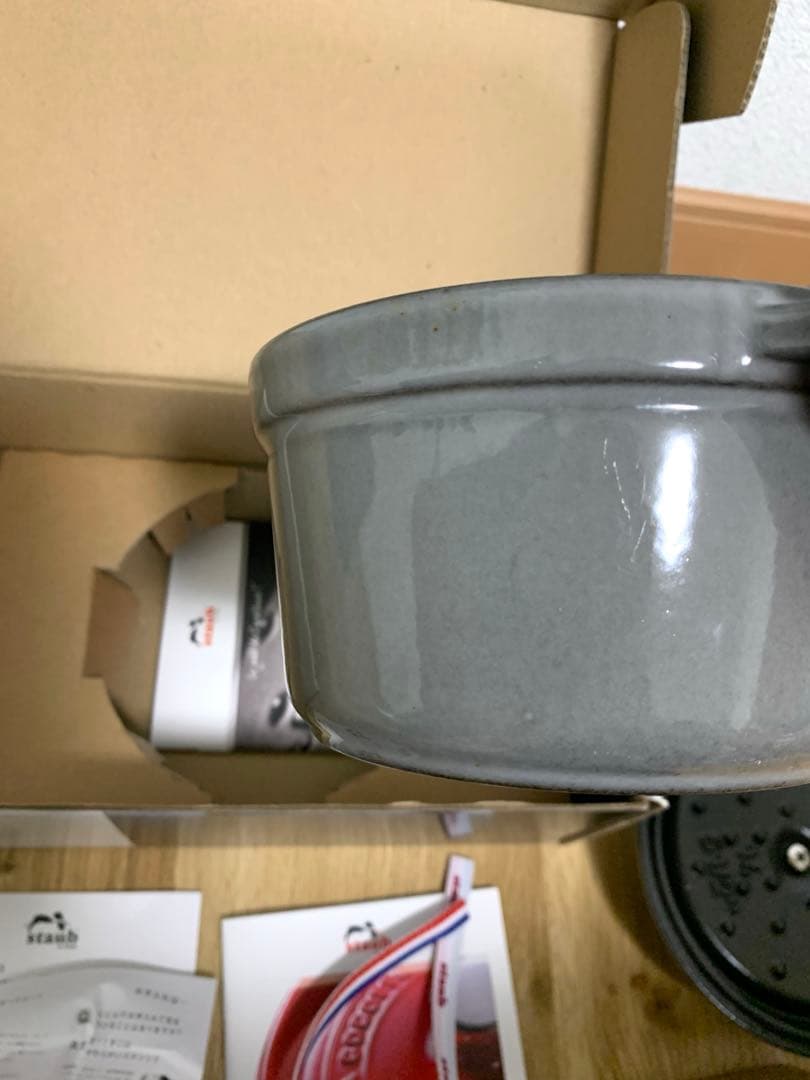 ストウブ　14 ココット　グレー　箱付き　鍋　ピコココットラウンド