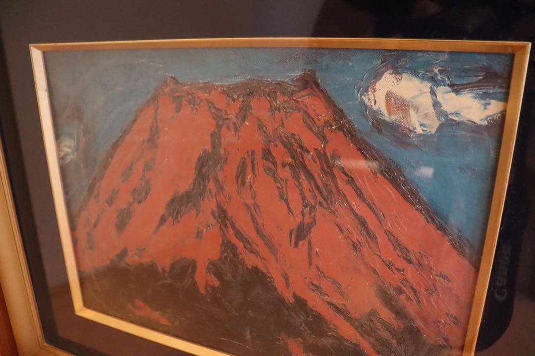⭐︎送料無料　林武　ハヤシタケシ　赤富士　油絵　絵画　額縁付き⭐︎