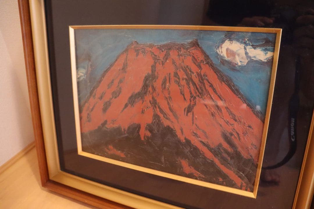 ⭐︎送料無料　林武　ハヤシタケシ　赤富士　油絵　絵画　額縁付き⭐︎