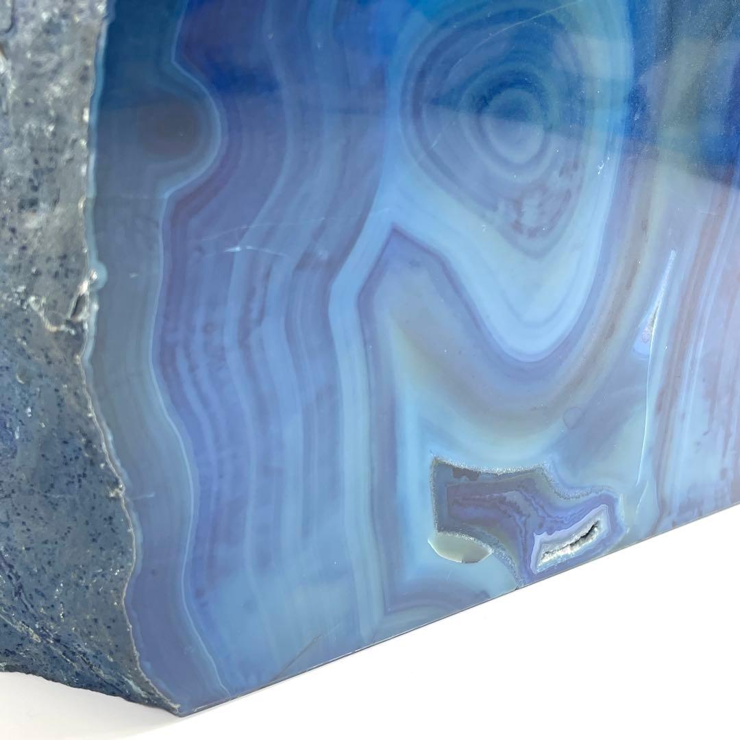 特大！ 8.0kg アゲート メノウ 瑪瑙 ブルー 原石 鑑賞石 置物