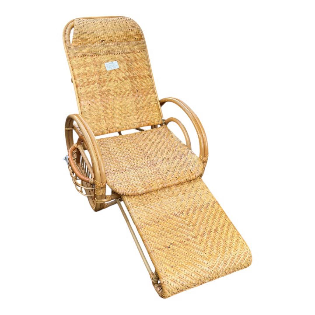 今枝 ラタン リクライニング チェア 籐 オットマン 折りたたみ ラタン 籐家具