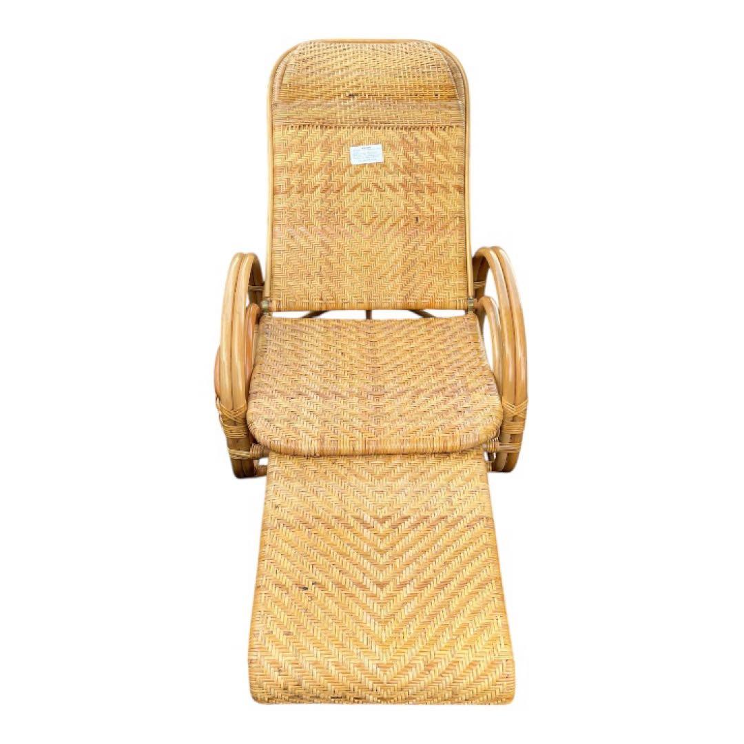 今枝 ラタン リクライニング チェア 籐 オットマン 折りたたみ ラタン 籐家具