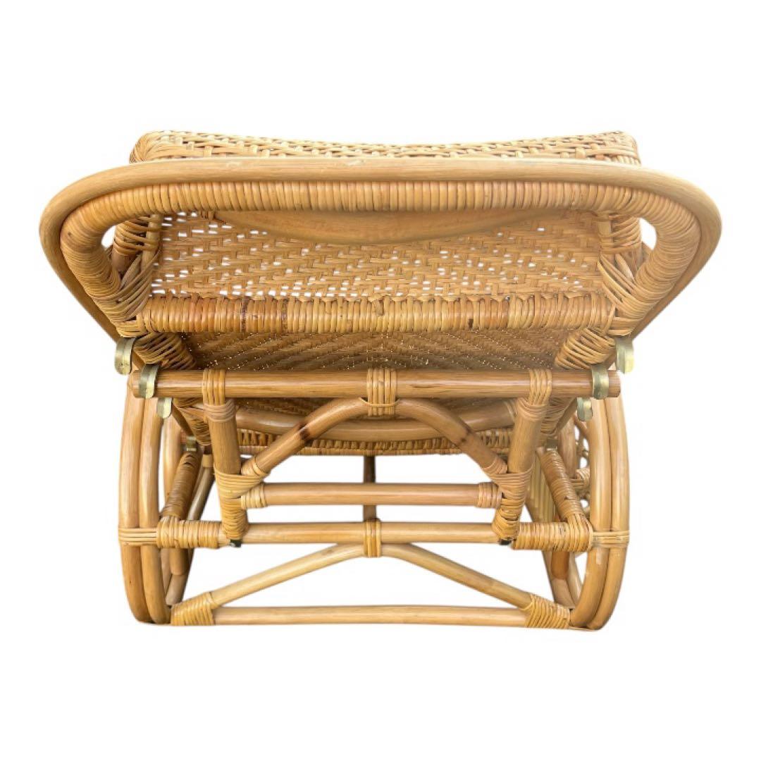 今枝 ラタン リクライニング チェア 籐 オットマン 折りたたみ ラタン 籐家具