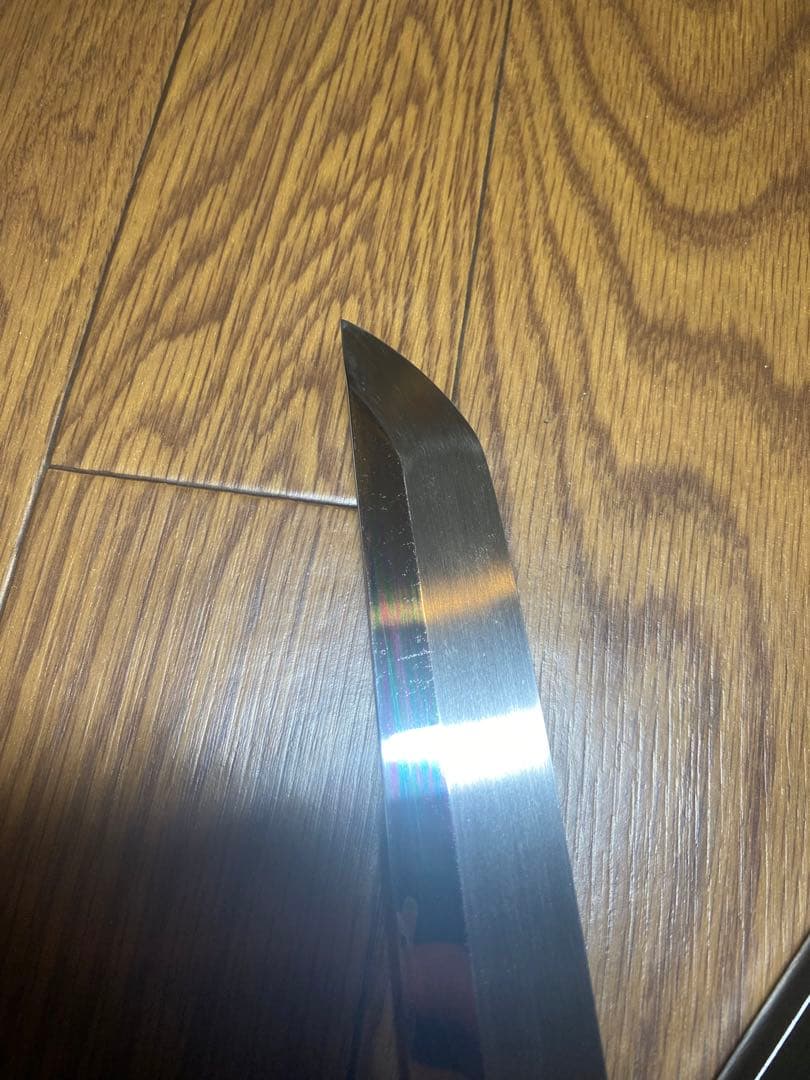 V金本焼 先丸タコ引包丁 和包丁 本焼 反り有り　刃渡り　尺一　 鏡面 鞘