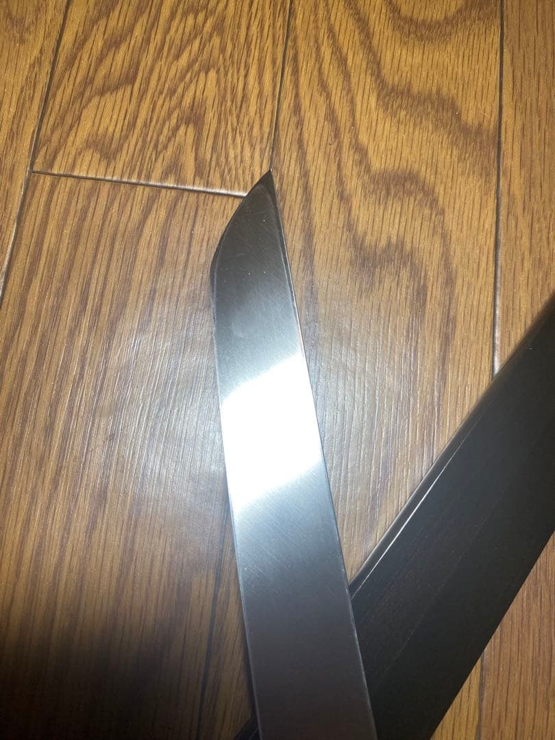 V金本焼 先丸タコ引包丁 和包丁 本焼 反り有り　刃渡り　尺一　 鏡面 鞘