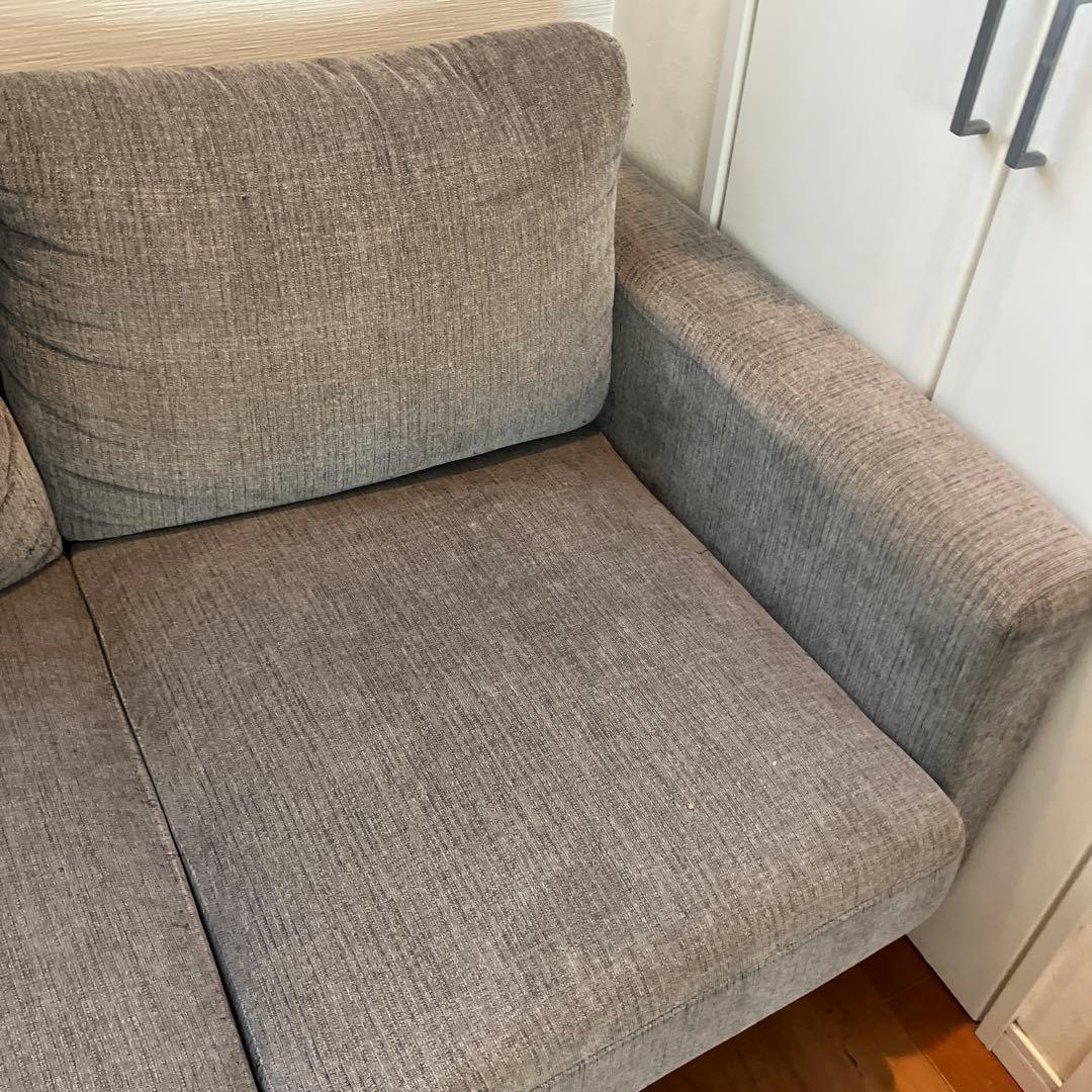 グレー 3人掛け ファブリックソファ